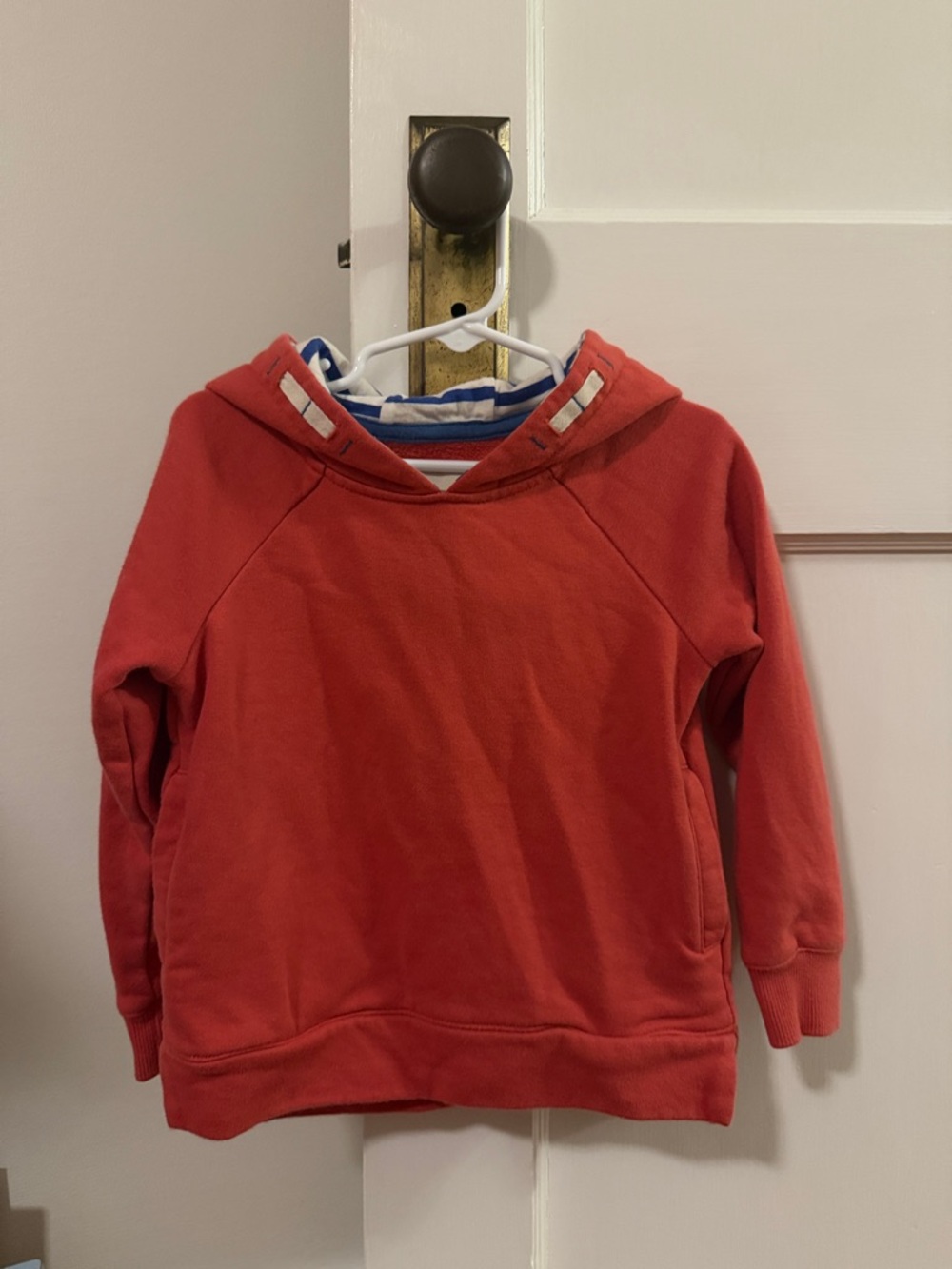 Mini Boden Red Hooded Sweatshirt with Stripe Hood
